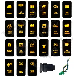 Interruptor de botão led laranja com conector de fiação para toyota fj cruiser toyota landcruiser prado 3amp 12v