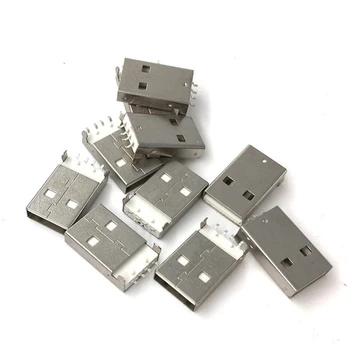

500pcs USB 2.0 4Pin A Type Male Plug White Connector SMD for Data Transmission Charging