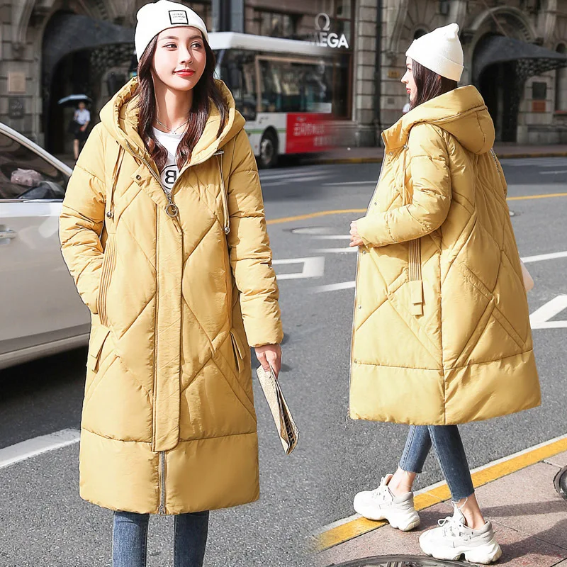 

Mid-length 2019 Winter New Style Korean-style Loose-Fit Slimming Versatile Hooded Pocket Cotton-padded Clothes/Cotton Coat