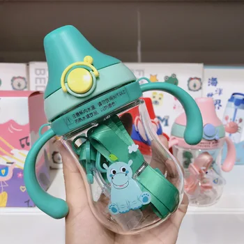 

Infants Bottle Nipple Sippy Cup Cup with Straw with Gravity Ball Leak-Proof Shatter-resistant Baby Glass