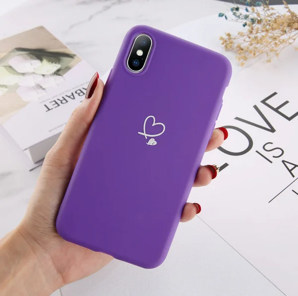SAKZNR разноцветное сердце «любовь» чехол для iPhone 6 6S 7 8 Plus 11 Pro X XR XS Max 5 5S SE карамельный цвет чехол для телефона мягкий ТПУ задняя крышка - Цвет: Purple