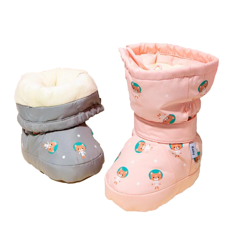 

Winter Infant Shoes New Born Baby Thicken Down-Cotton Padded Fleece Inside Toddler Shoes Soft PU Sole Waterproof Hookloop Outfit