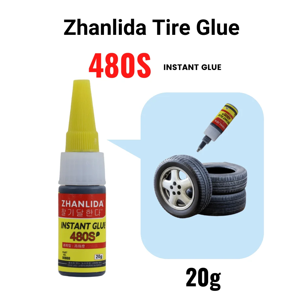 Zhanlida 480S 블랙 자동차 타이어 수리 접착제 실러, 슈퍼 코크 자동차 고무 접착제-20g