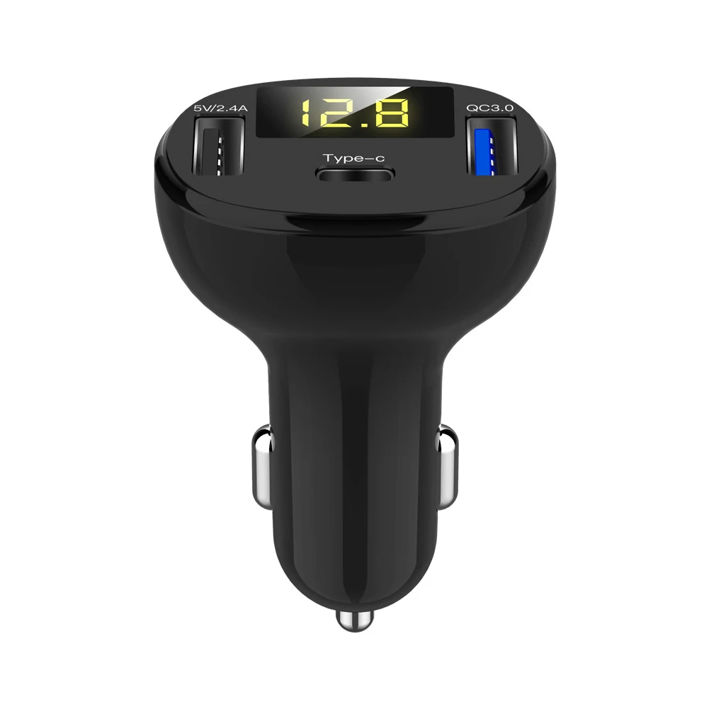 Двойной usb type-c монитор напряжения ABS аксессуары адаптер питания розетка автомобильное зарядное устройство цифровой дисплей устойчивый к царапинам мобильный телефон