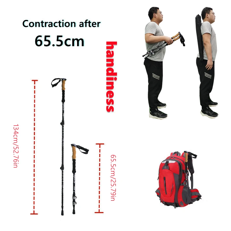 Walking Stick 2PC Telescopic Hiking Stick Cane Baton Climbing Stick Carbon Fiber Aluminum Stick Hiking Poles Crutches Telescopic 3
