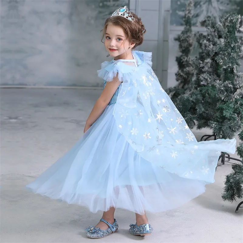 От 3 до 9 лет комплект для девочек с принтом Эльзы, 2 королевы, платье для девочки, маскарадный костюм принцессы Анны платья принцессы для маленьких детей Хэллоуин праздничное платье для детей, карнавальный костюм, детское платье