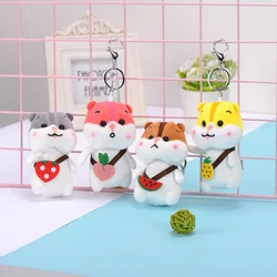 Porte clés en peluche de Hamster de dessin animé, porte clés en Silicone, cadeau promotionnel personnalisé avec lanière de poignet Sup, décoration de clé de voiture, offre spéciale 