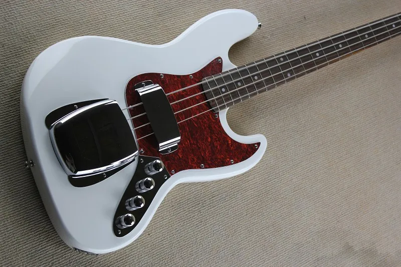 

Factory direct custom shop new white jazz electric bass 4 strings Electric Guitar Active Pickup 01