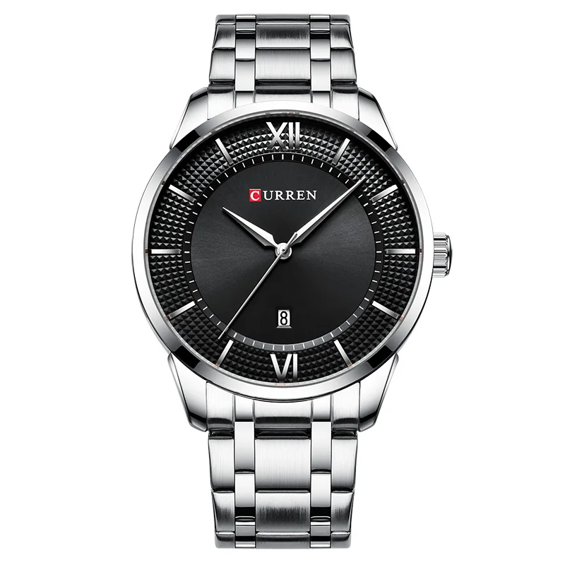 Curren кварцевые мужские часы лучший бренд класса люкс Синяя Сталь Водонепроницаемые мужские часы с датой мужские часы аналоговые наручные часы мужские s часы - Цвет: Silver Black