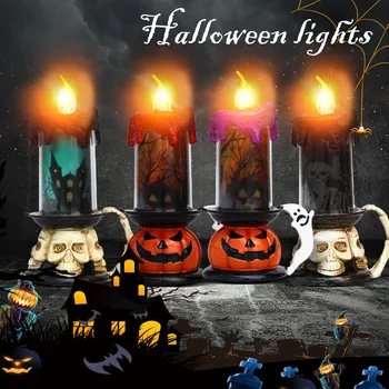 

Home interior decoration night light ornaments LED Candle Light Halloween SkullPumpkin Castle CandleLight Home Holiday Decoratio