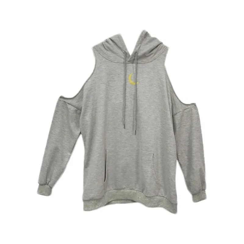 

Moon Print Sexy Off Shoulder Long Loose Hooded Sweatshirt Teen Girl Girl Hip Hop Streetwear Hoodie Top 2020 Women