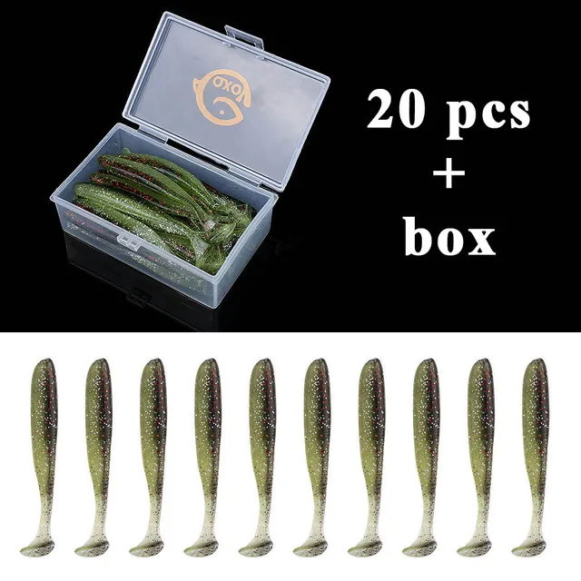 QXO Fishing Soft Lure Worm With Box Silicone Bait Swimbait Streamer Sea Fishing Spoon Lure 7cm 10cm Wobbler Set 20pcs