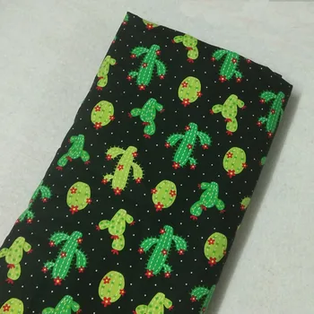 

Pretty Black Polka Dot Green Cictus Printed Cotton Fabric 50x105cm Dot Fabric Patchwork Cloth Bag Party Home Decoration