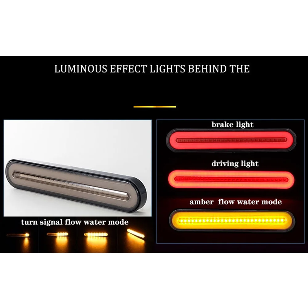 LED guide Trailer Truck Brake Light Waterproof Neon 3 in 1 Halo Ring Tail Brake Stop Light Flowing Turn Signal Light Lamp