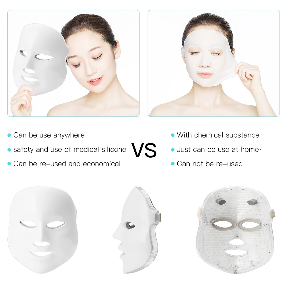 Beauty Photon светодиодный маска для лица терапия 7 цветов светильник уход за кожей омоложение морщин удаление акне уход за лицом