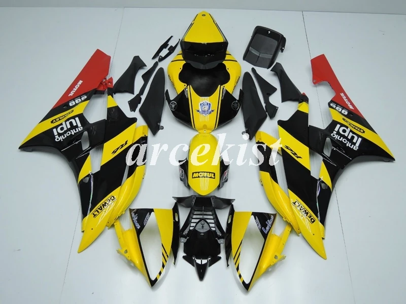Литьевая Форма ABS мотоцикл Полный обтекатели комплект для YAMAHA YZF-R6 2006 2007 06 07 R6 обтекатель набор желтый черный