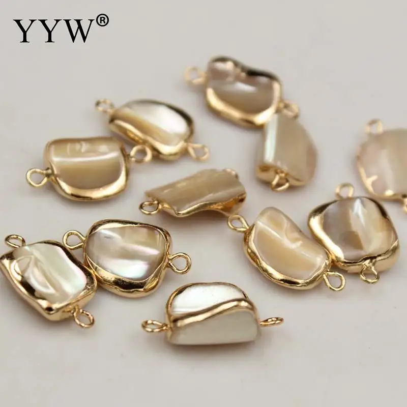 

10pcs Brass Shell Connector Jewelry Making Diy Handmade Craft 12-14mm Gold Color 1/1 Loop 1 Mm Hole Elegant Connector Findings