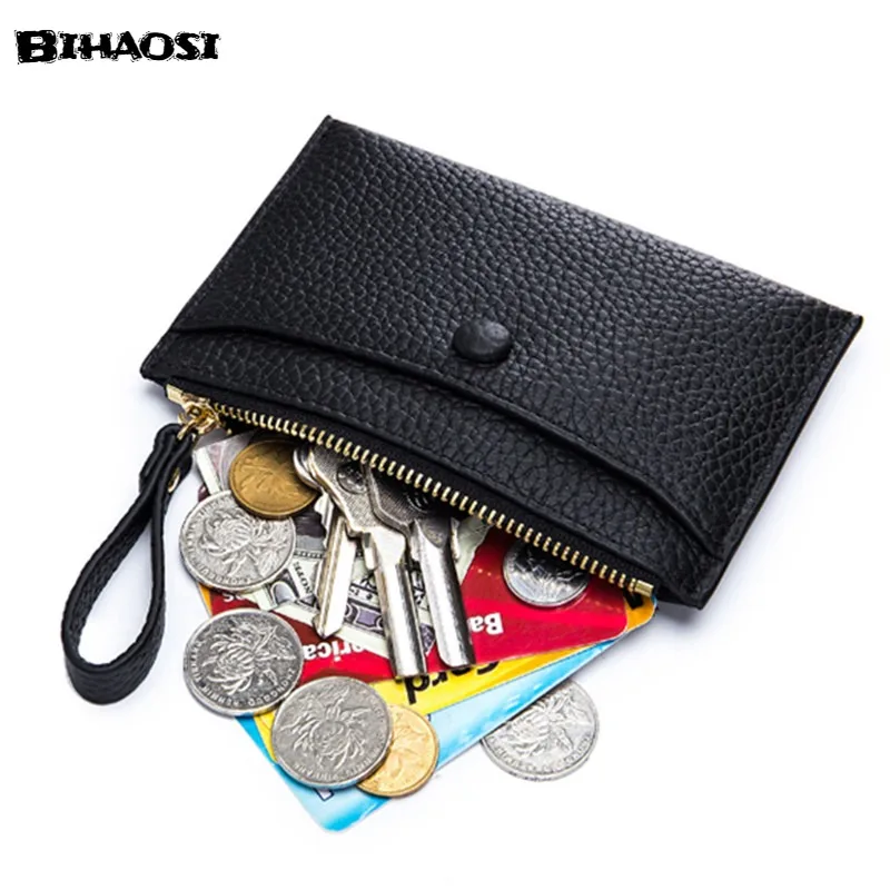 Leather Zero Wallet Small Purse Mini Coin Id Card Driver's License Leather Case Female Card Bag Coin Purse Change Purse On Sale
