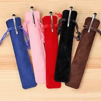

Wholesale 1500 pcs Velvet Pen Pouch Holder Single Pencil Bag Pen Case Rope Locking Gift Bag