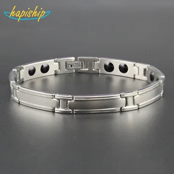 

Hapiship 2018 New Women/Men's 14 Germanium Cell Stainless Steel Bracelet Bangle for Gentleman Drop Shipping TG04630