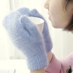 Cute Rabbit Wool Gloves Female Winter Mittens Factory Outlet Fur Gloves Fingerless Gloves Winter Gloves Women Girls Mittens 2021