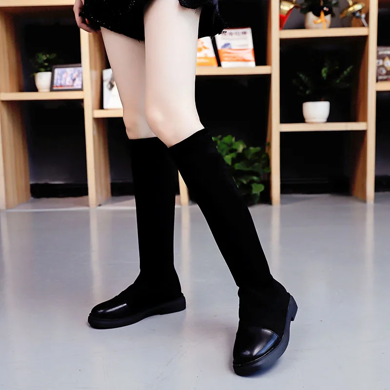 

2019 Women Boots Autumn And WinterNew Over The Knee Boots sleek Minimalist Comfortable Plus Cotton Flats Flock Boots