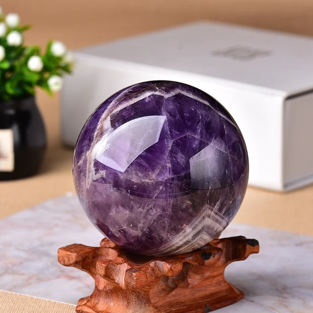 1PC Natural Dream Amethyst Ball Polished Globe Massaging Ball Reiki Healing Stone Home Decoration Exquisite Gifts Souvenirs Gift 1