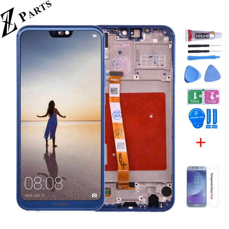 Цена Оригинал для HUAWEI P20 Lite, ЖК экран, сенсорная экранная панель, дигитайзер, сборка, ANE LX1 ANE LX3 Nova 3e, ЖК дисплей P20 lite