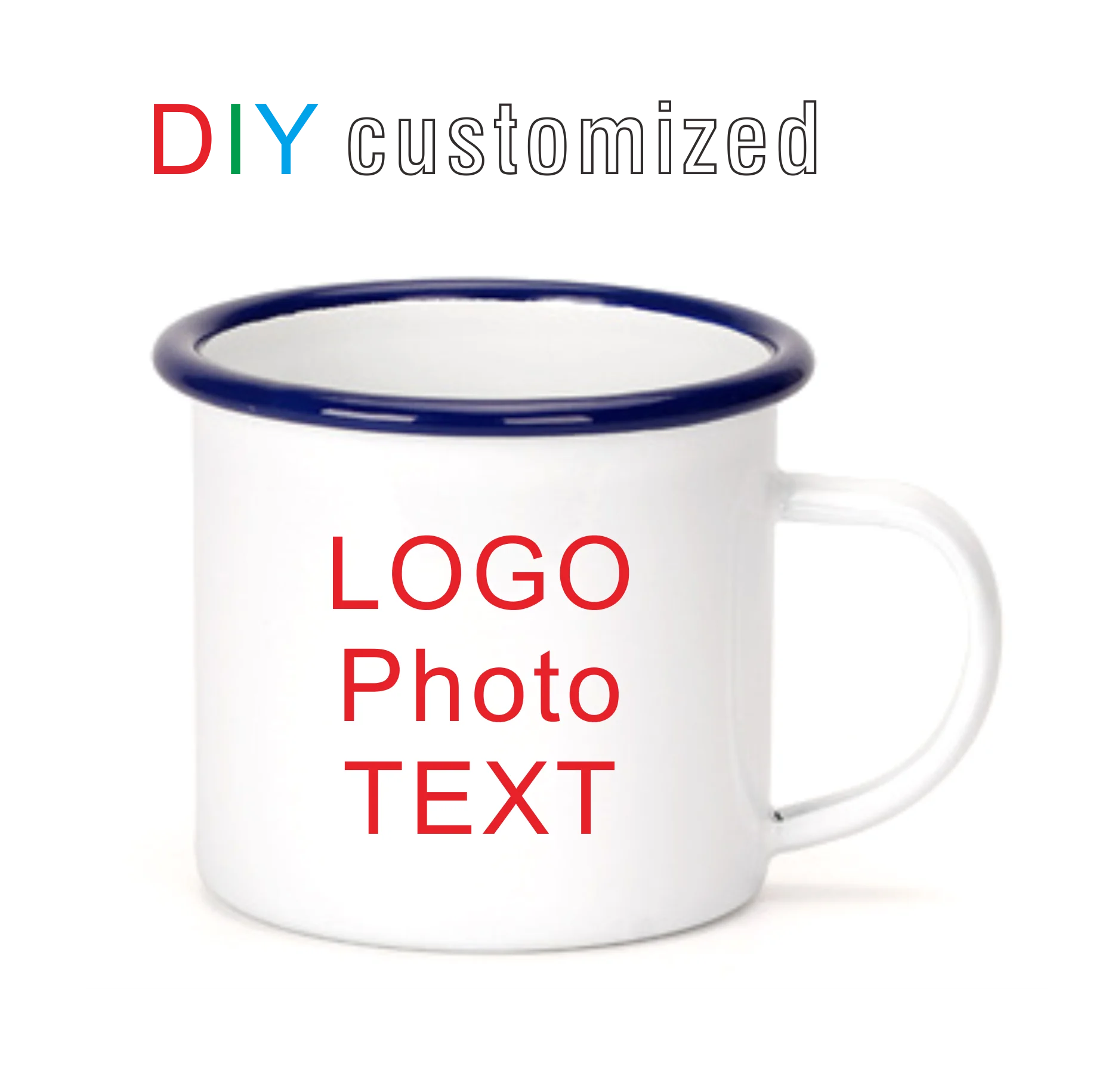 350ML Enamel Mug with Photo Text Sublimation Print Office Home Funny Water Cups Breakfast Milk Coffee Tea Gift water cup custom mug