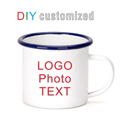 350ML Customized Enamel Mug with LOGO Photo Text Sublimation Print Office Home Funny Water Cups Breakfast Milk Coffee Tea Gift