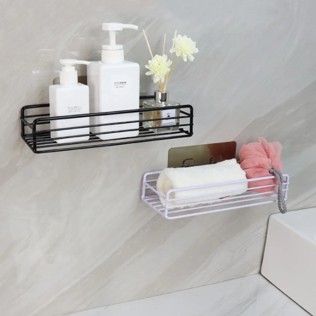 

Wall-Mounted Bathroom Shelf Storage Rack Container Home Kitchen Finishing Rack Storage Rack Washroom Organizer Storage Holder