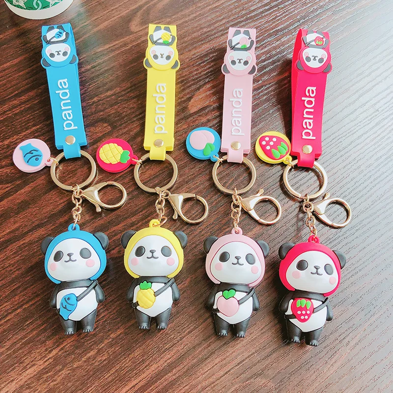 Cute cartoon Panda keychain Silicone Key chains For Women 3D Animal  Keyrings Charm Car Key Holder bag ornaments gifts