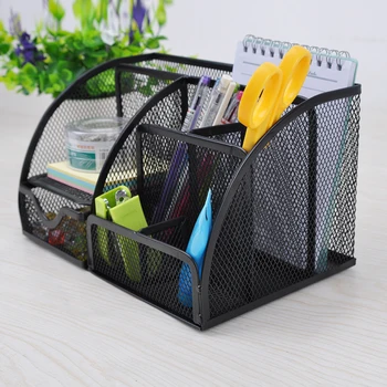 

Multi-functional Metal Mesh Desk Organizer Pen Holder Stationery Storage Container Box Collection Rack Office School Supplies