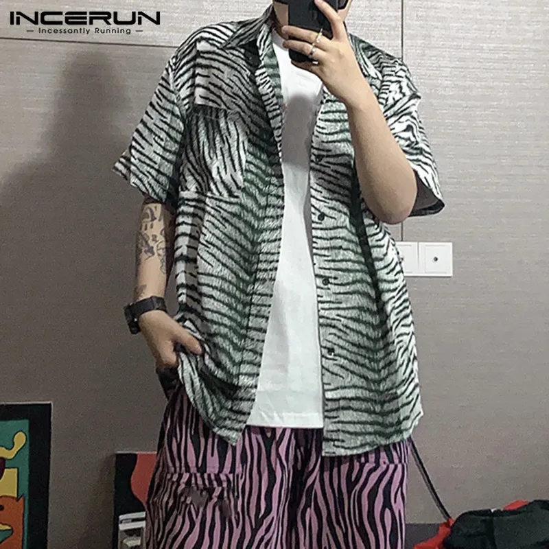 INCERUN Fashion Men Shirt Leopard Print Lapel Button 2020 Short Sleeve Chic Casual Camisa Summer Mens Hawaiian Shirts Streetwear INCERUN Fashion Men Shirt Leopard Print Lapel Button 2020 Short Sleeve Chic Casual Camisa Summer Mens Hawaiian Shirts Streetwear
