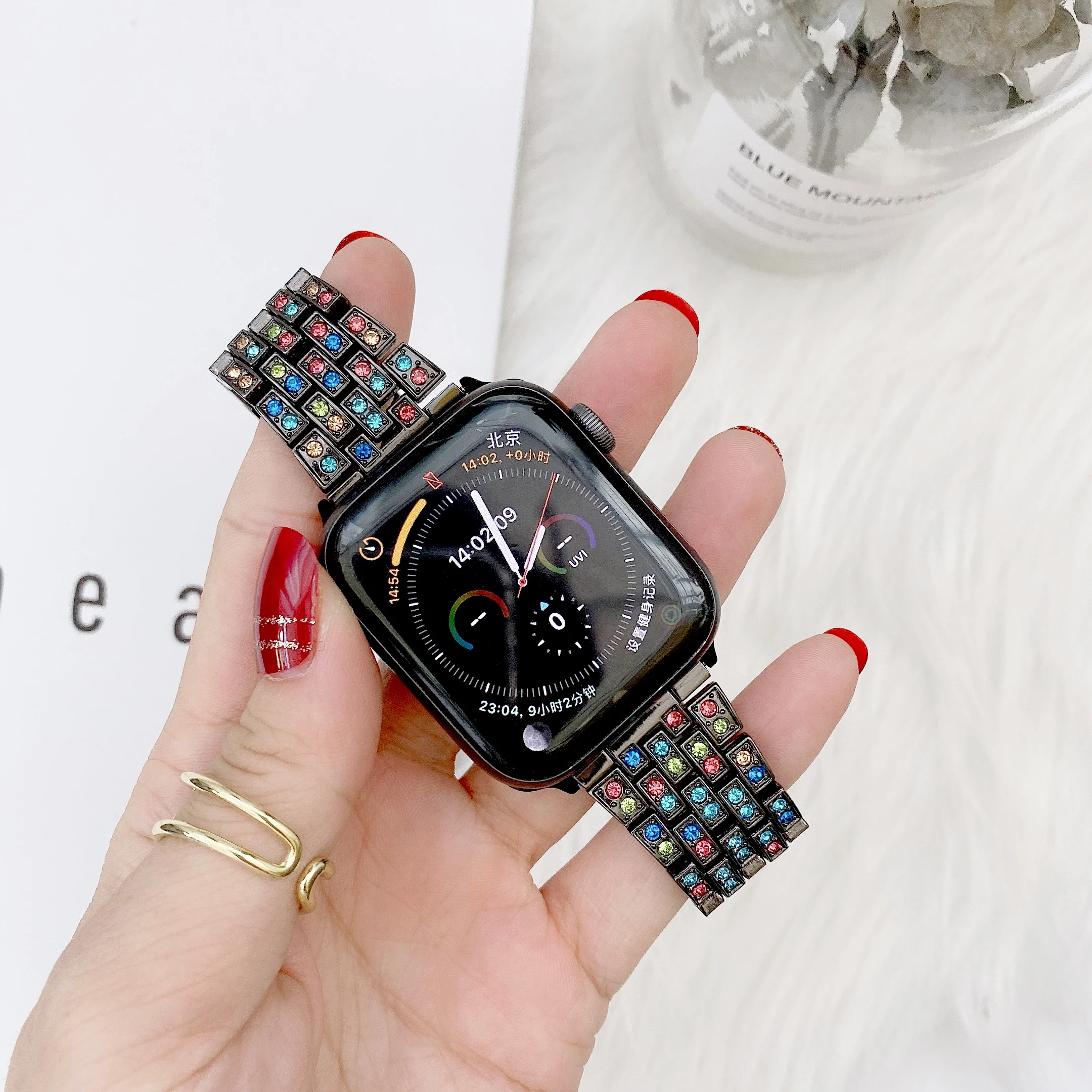 Ремешок Алмазный для Apple Watch Band 38 мм 42 Series 6 5 4 3 2 1 SE женский браслет iWatch 44 40 мм|Ремешки часов| |