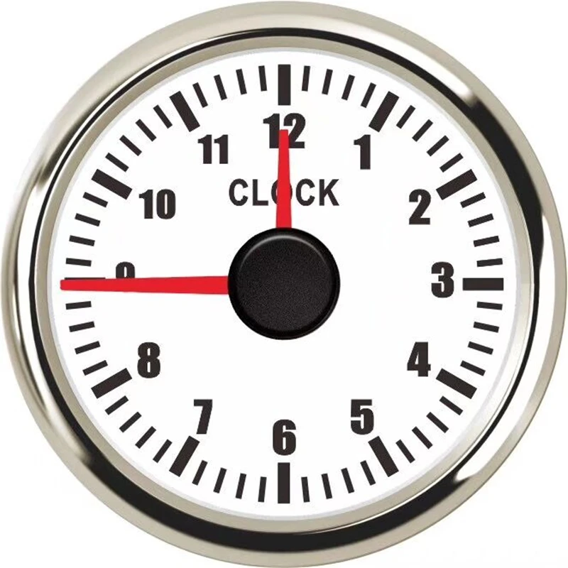 

1pc 52mm Clock Gauges Auto Instrument Panel Hour Meters 0-12Hours Show Clock Meters with Red Backlight for Car Boat Yacht