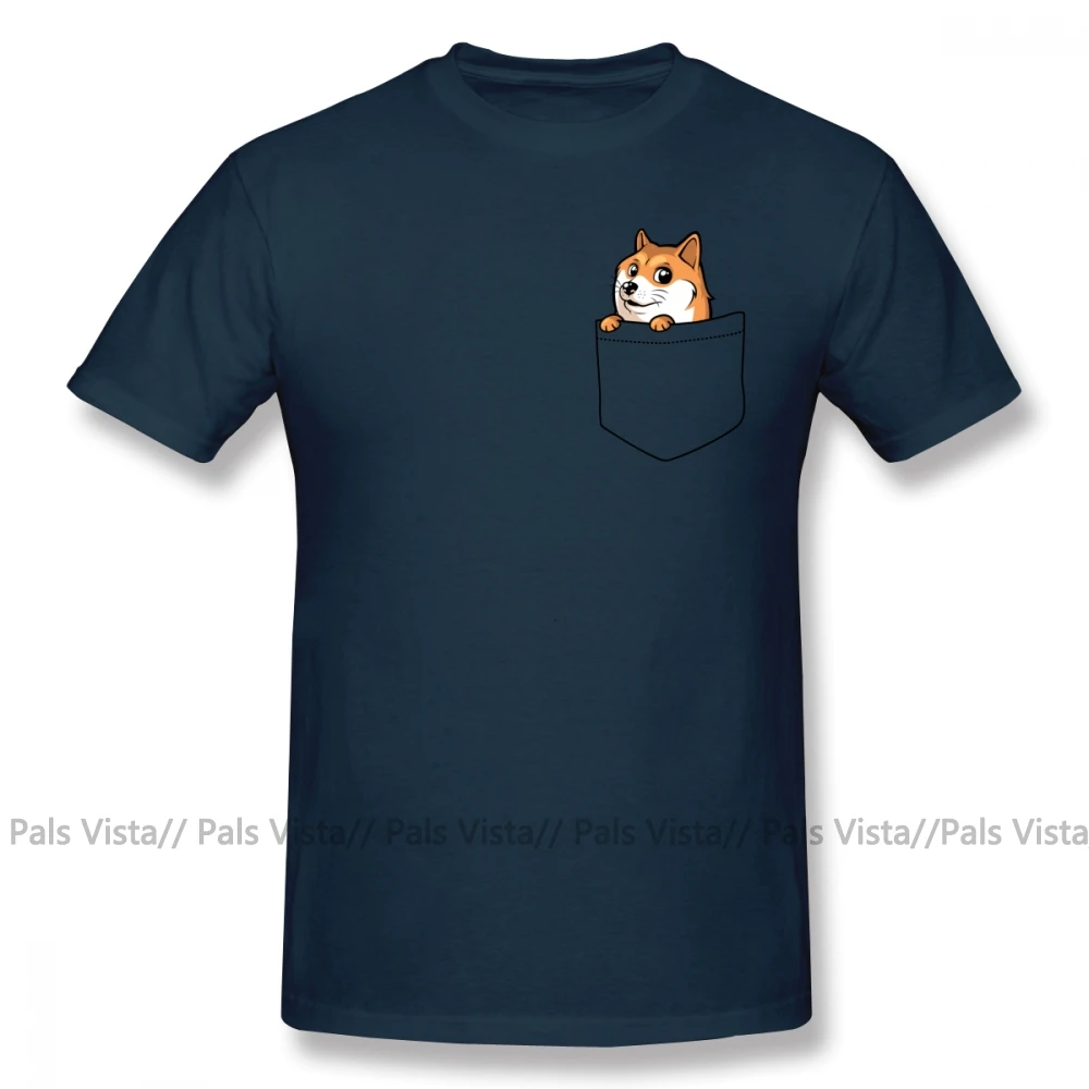 Doge футболка Doge Pocket Doge Футболка Мужская 100 хлопковая Футболка с принтом Пляжная забавная 5x футболка с коротким рукавом - Цвет: Тёмно-синий