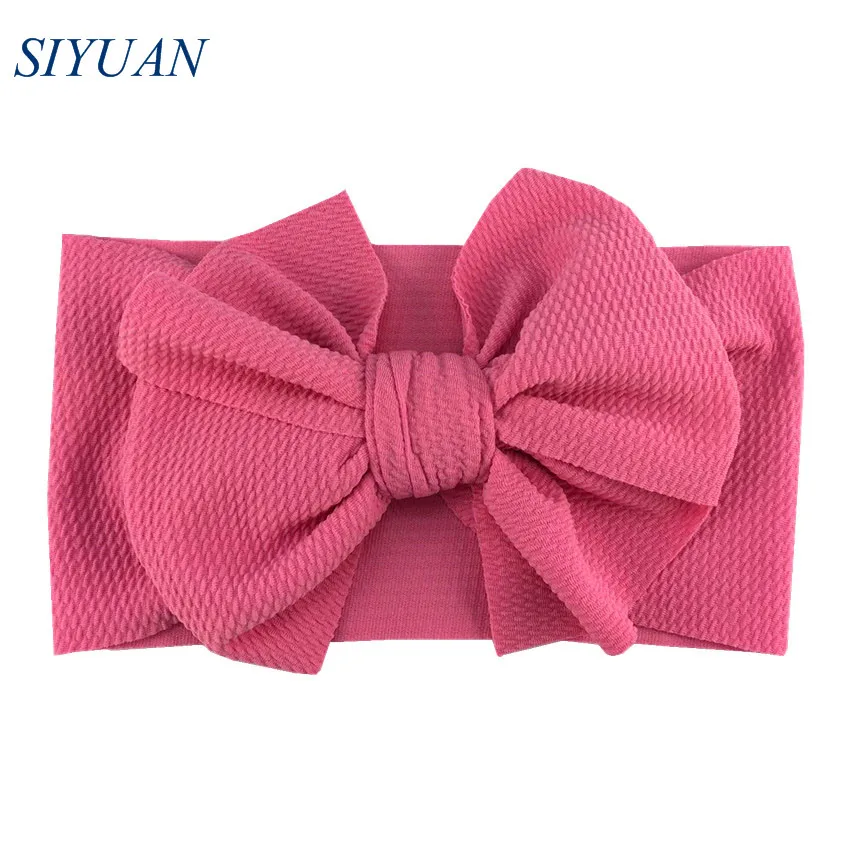 15pcs/lot DIY Boutique Kids Adjustable Waffle Headband with 6 inch Hair Bow Hotsale Princess Party Headwear 20 Colors HB104 - Цвет: 6-m pink