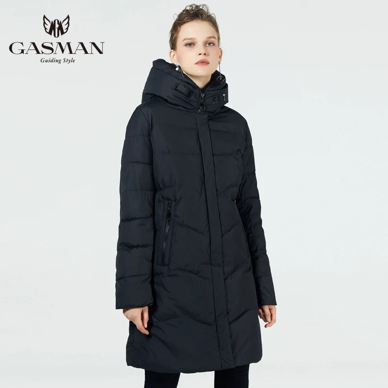 GASMAN Women Winter Jacket Long Thick Coat For Women Hooded Down Parka Winter Warm Female Clothes Winter Plus Size 7XL 6XL - Цвет: 701 black