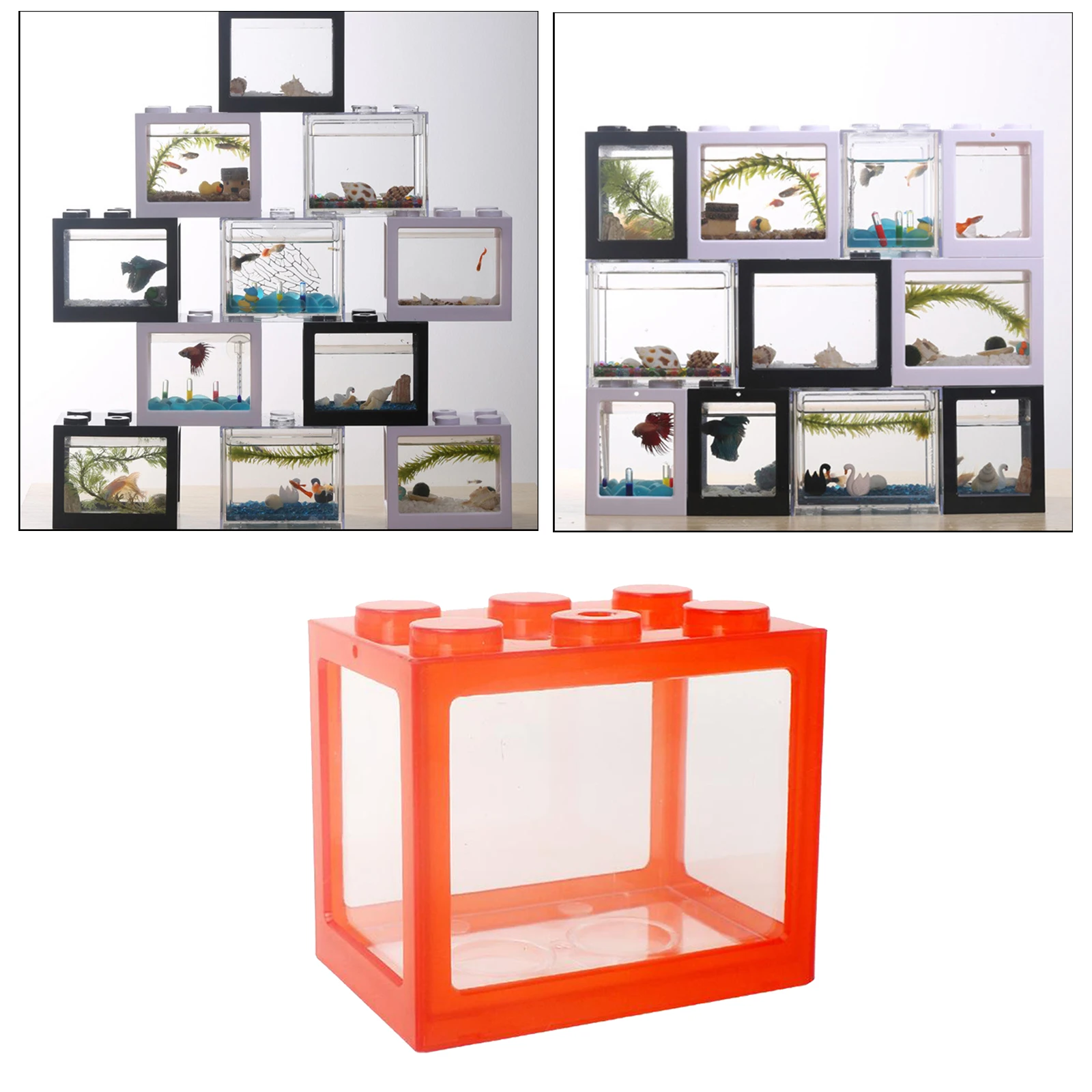 Mini Fish Tank, Desktop Micro-Landscape Fish Tank, Aquarium Kit, Stackable Building Blocks Superimposed Fish Tank
