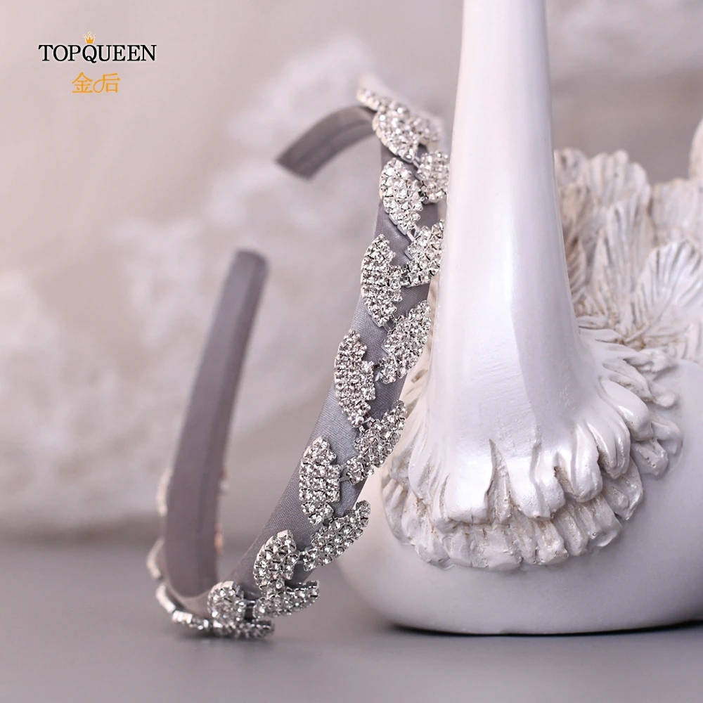 TOPQUEEN S198-FG повязка для волос в стиле барокко винтажная Серебряная Бриллиантовая тиара блестящие стразы лента для волос для женщин Свадебные аксессуары для волос