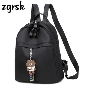 

Women Bagpack Designer Solid Nylon Zipper Black Casual School Bags For Teenagers Mochila Notebook Women Bagpack Rucksack