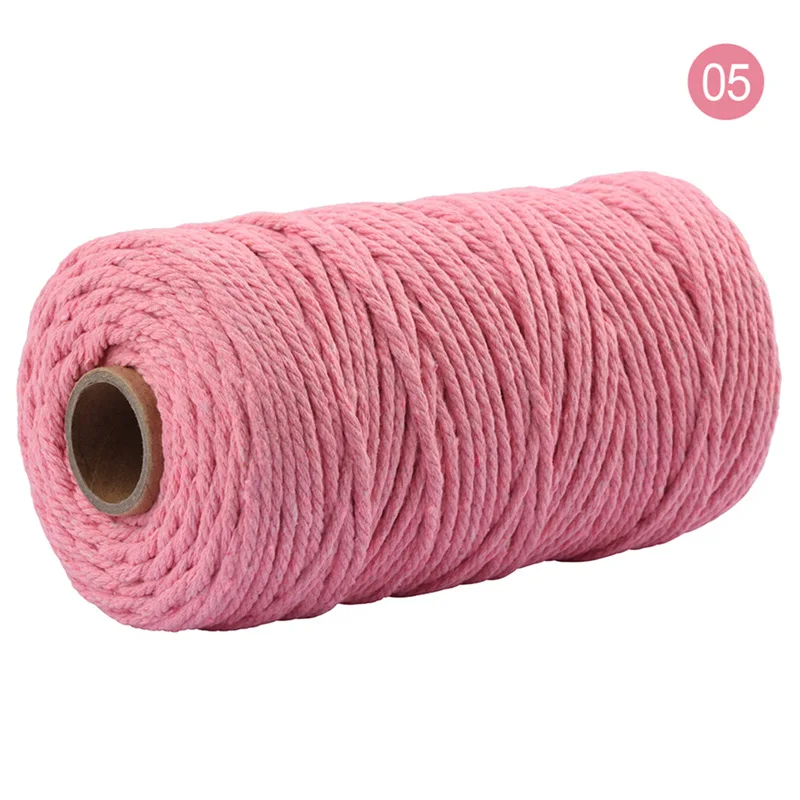 color 05 2Rolls 3mm Cotton Cord Colorful Cord Rope Twisted Craft Macrame String DIY Home Textile Wedding Decorative supply 100meters/roll - Цвет: color 05