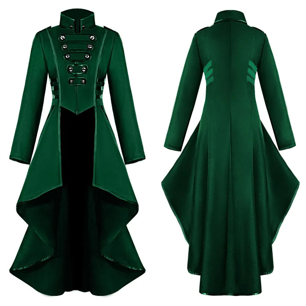 astounding  Plus Size Women Gothic Steampunk Button Jacket Female Lace Corset Fashion Halloween Costume Long Co