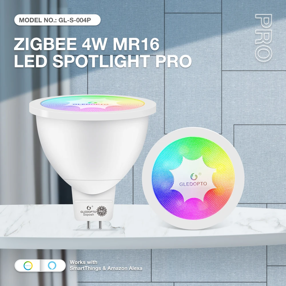 

Светодиодный точечный светильник G OPTO Zigbee3.0, приглушаемая лампа для потолочного светильника, 4 Вт, MR16 RGBCCT, с управлением через приложение/Alexa Voice/Remote Control