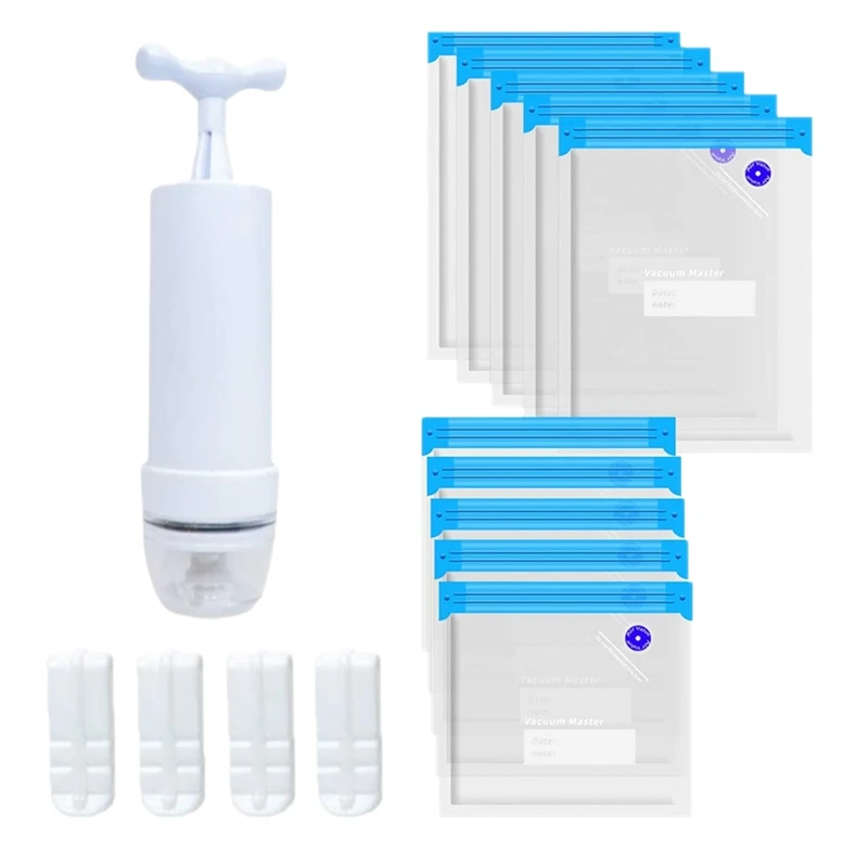 Sous Vide Bags 15Pack Reusable Electric Vacuum Food Storage Save Sealer Cooker with 1 Hand Pump 2 Size Sealed Bag 4 Clip | Бытовая