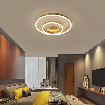 

Modern Ceiling Led Lamp Nordic Gold Light Fixtures Bedroom Kitchen Study Indoor Decor Home Lighting Metal Acrylic Lampshade
