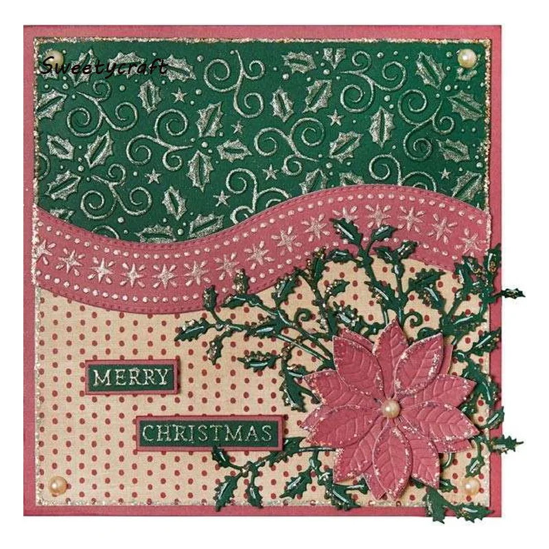 Merry Christmas flower embossing folder 01
