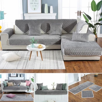 

Thicken Plush Fabric Sofa Cover Lace Applique Trim Slip Resistant European Style Couch Cover Sofa Towel for Living Room Decor