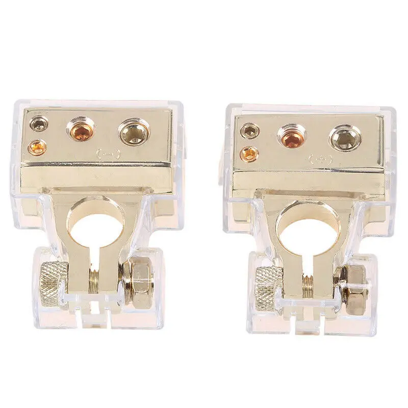 

New 2PCS 0/4/8 Awg Gauge Car Positive Negative Battery Terminal Clamp Connector